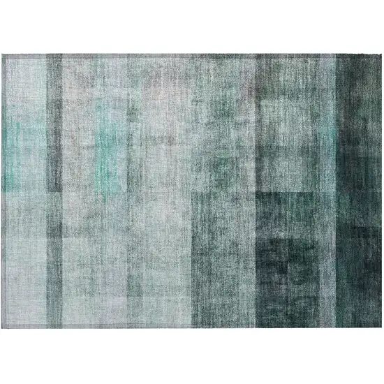 Teal Ombre Washable Non Skid Indoor Outdoor Area Rug Photo 5