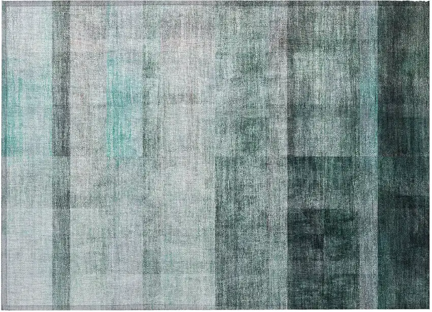 Teal Ombre Washable Non Skid Indoor Outdoor Area Rug Photo 5