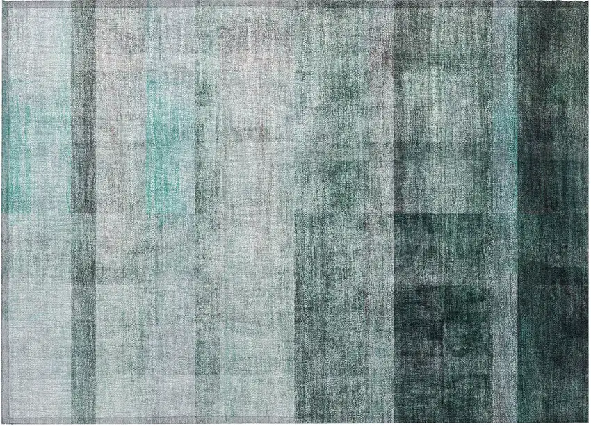 Teal Ombre Washable Non Skid Indoor Outdoor Area Rug Photo 5