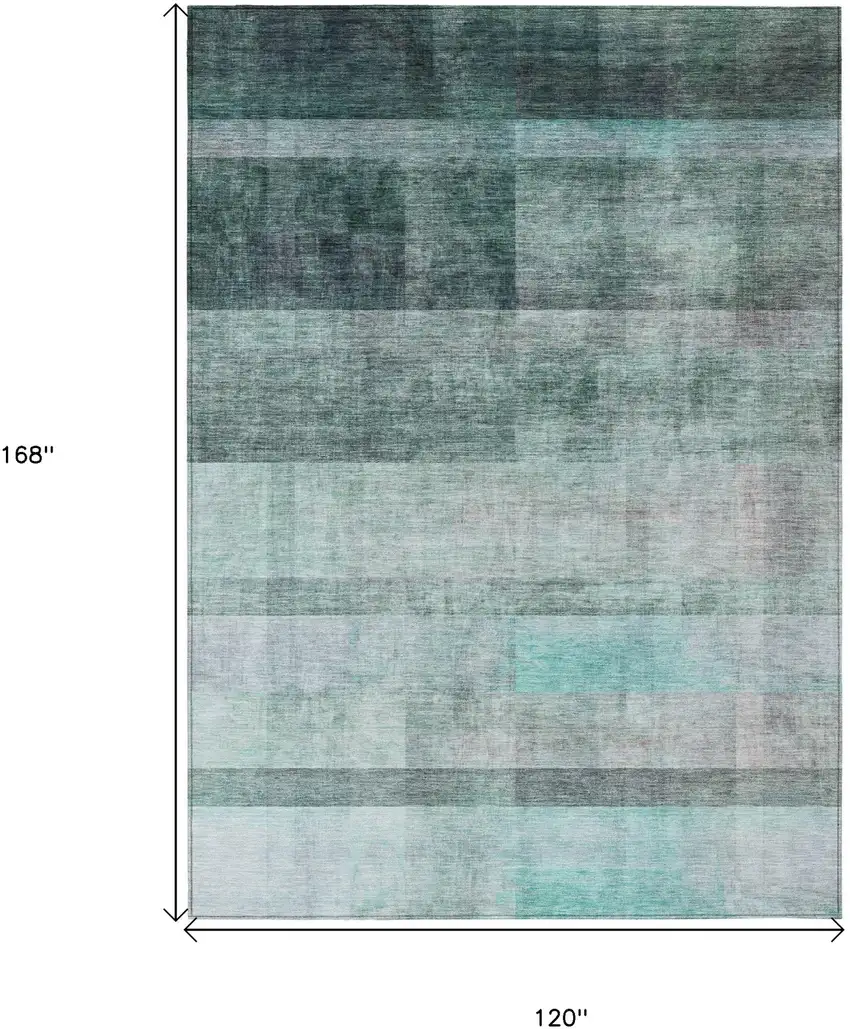 Teal Ombre Washable Non Skid Indoor Outdoor Area Rug Photo 3