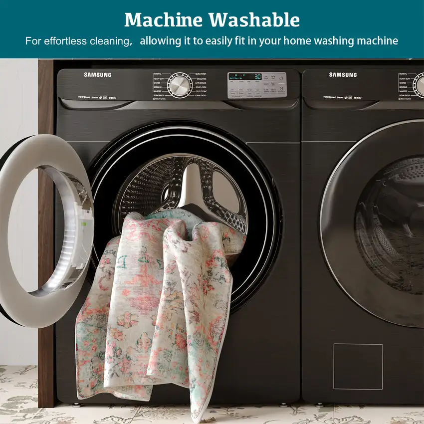 Teal Orange And Ivory Medallion Area Rug Photo 6