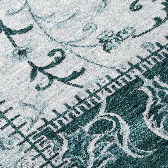 Teal Patchwork Washable Non Skid Indoor Outdoor Area Rug Photo 7