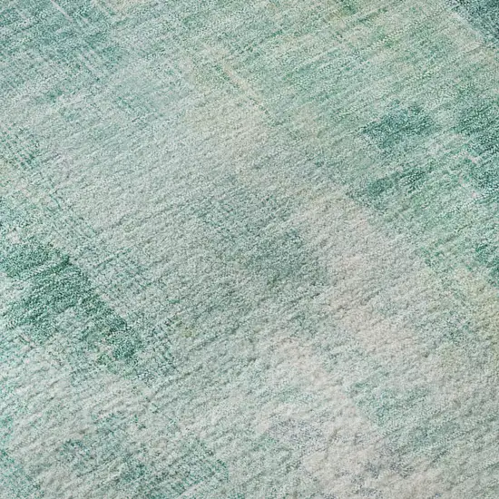 Teal Peach And Ivory Abstract Washable Area Rug With UV Protection Photo 2