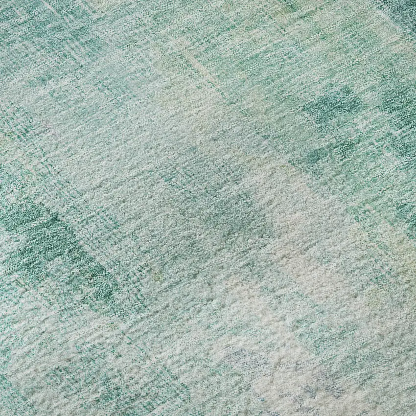 Teal Peach And Ivory Abstract Washable Area Rug With UV Protection Photo 2