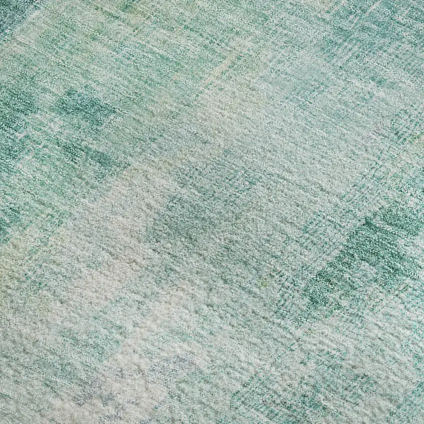 Teal Peach And Ivory Abstract Washable Area Rug With UV Protection Photo 3