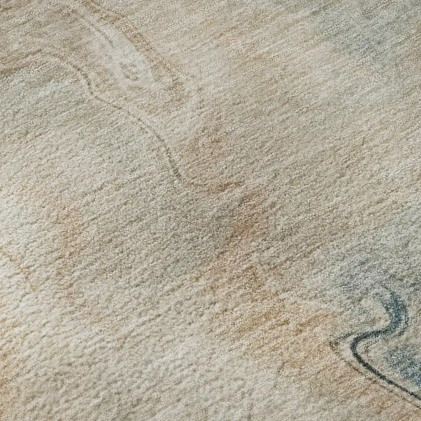 Teal Peach And Ivory Abstract Washable Area Rug With UV Protection Photo 9