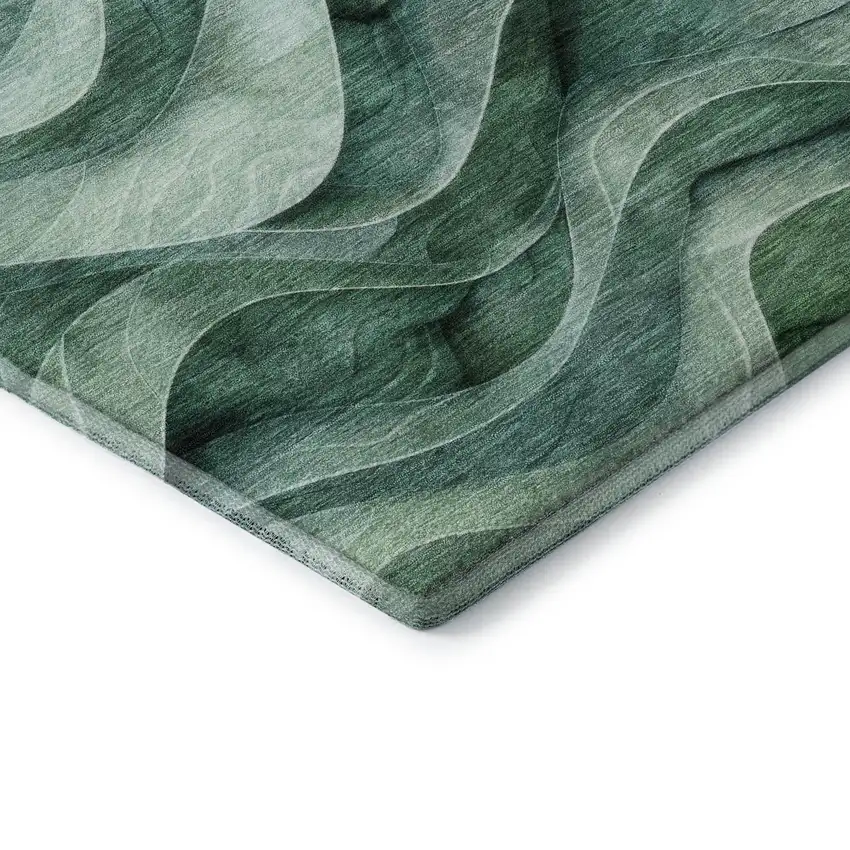 Teal Peach And Lime Green Abstract Washable Area Rug With UV Protection Photo 6