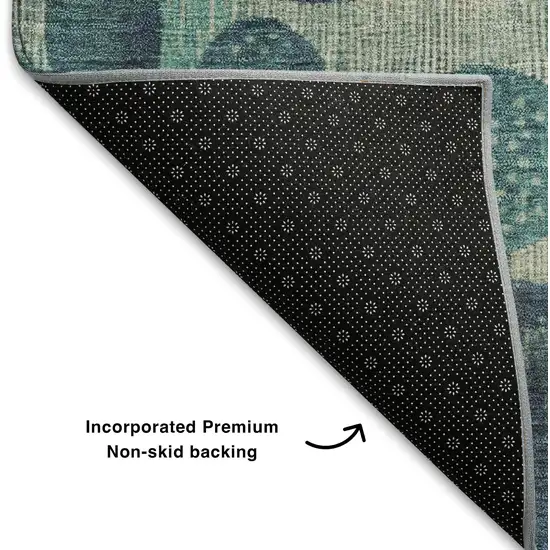 Teal Pink And Beige Geometric Washable Area Rug With UV Protection Photo 6