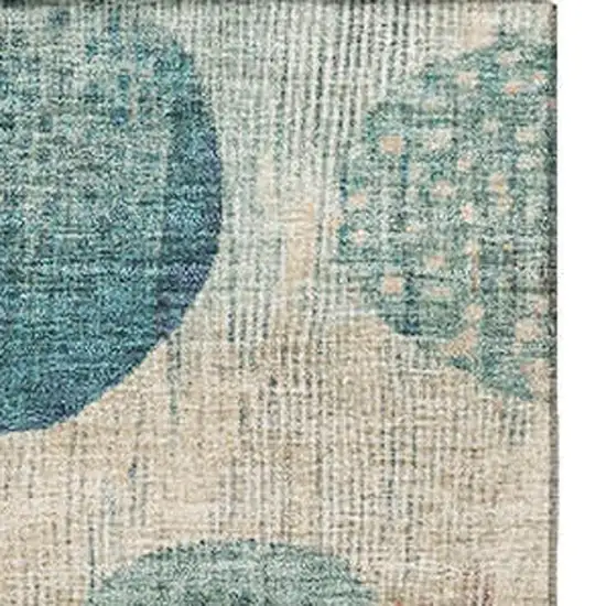 Teal Pink And Beige Geometric Washable Area Rug With UV Protection Photo 4