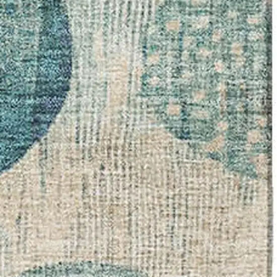 Teal Pink And Beige Geometric Washable Area Rug With UV Protection Photo 3