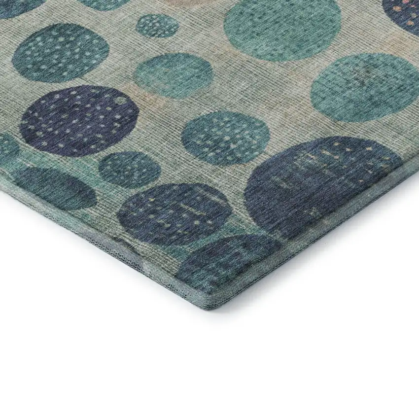Teal Pink And Beige Geometric Washable Area Rug With UV Protection Photo 8