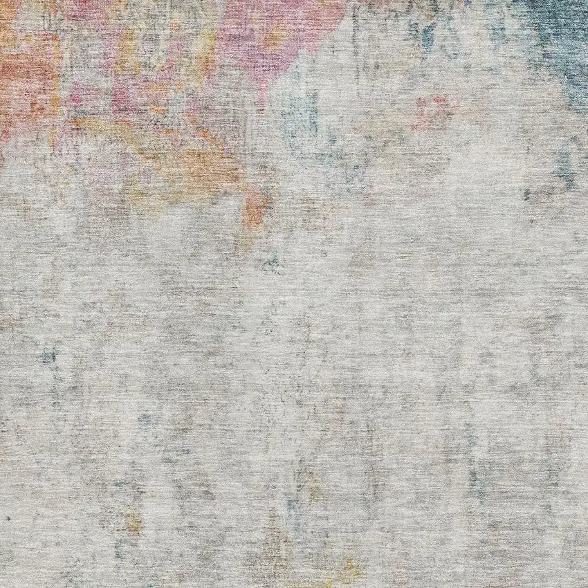 Teal Pink And Gold Abstract Washable Area Rug With UV Protection Photo 3