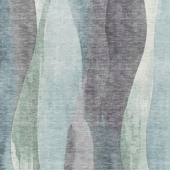 Teal Plum And Ivory Abstract Washable Area Rug With UV Protection Photo 3