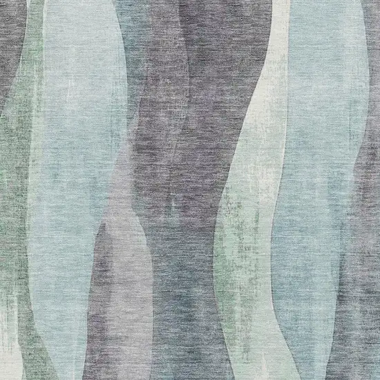 Teal Plum And Ivory Abstract Washable Area Rug With UV Protection Photo 3