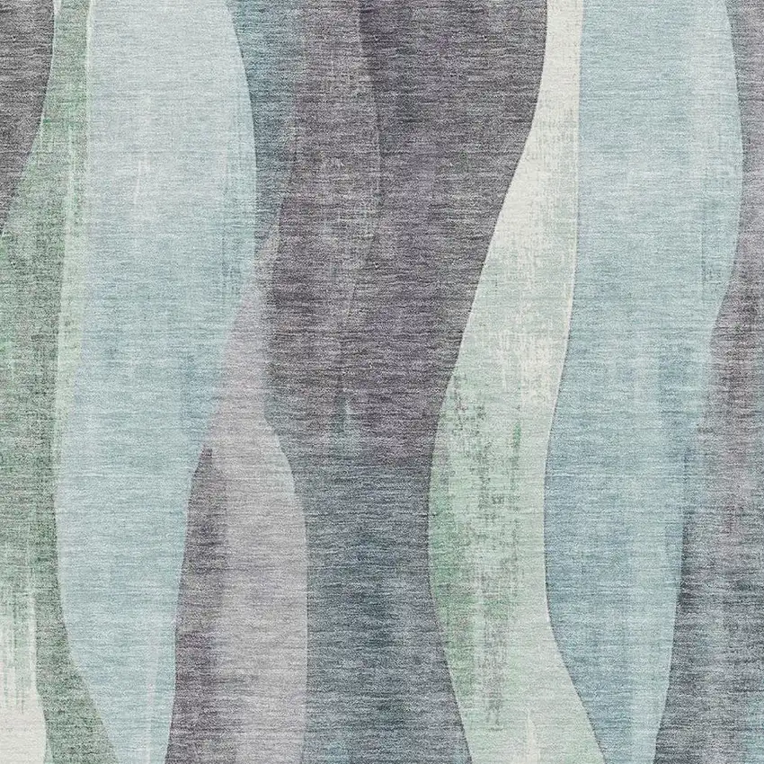 Teal Plum And Ivory Abstract Washable Area Rug With UV Protection Photo 3