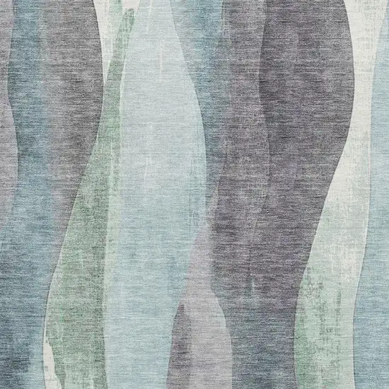 Teal Plum And Ivory Abstract Washable Area Rug With UV Protection Photo 3