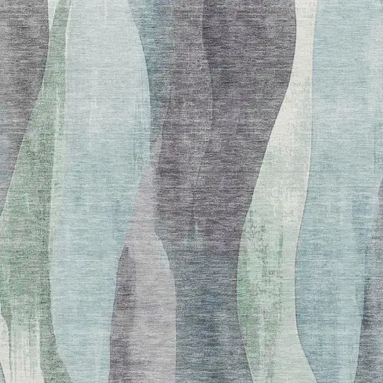 Teal Plum And Ivory Abstract Washable Area Rug With UV Protection Photo 3
