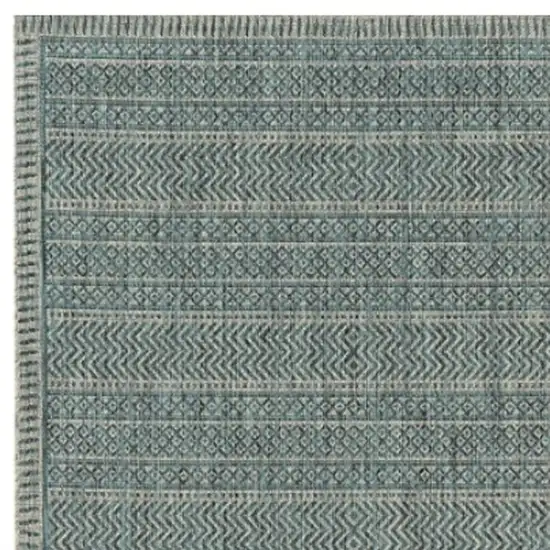 Teal And Beige Geometric Area Rug Photo 7
