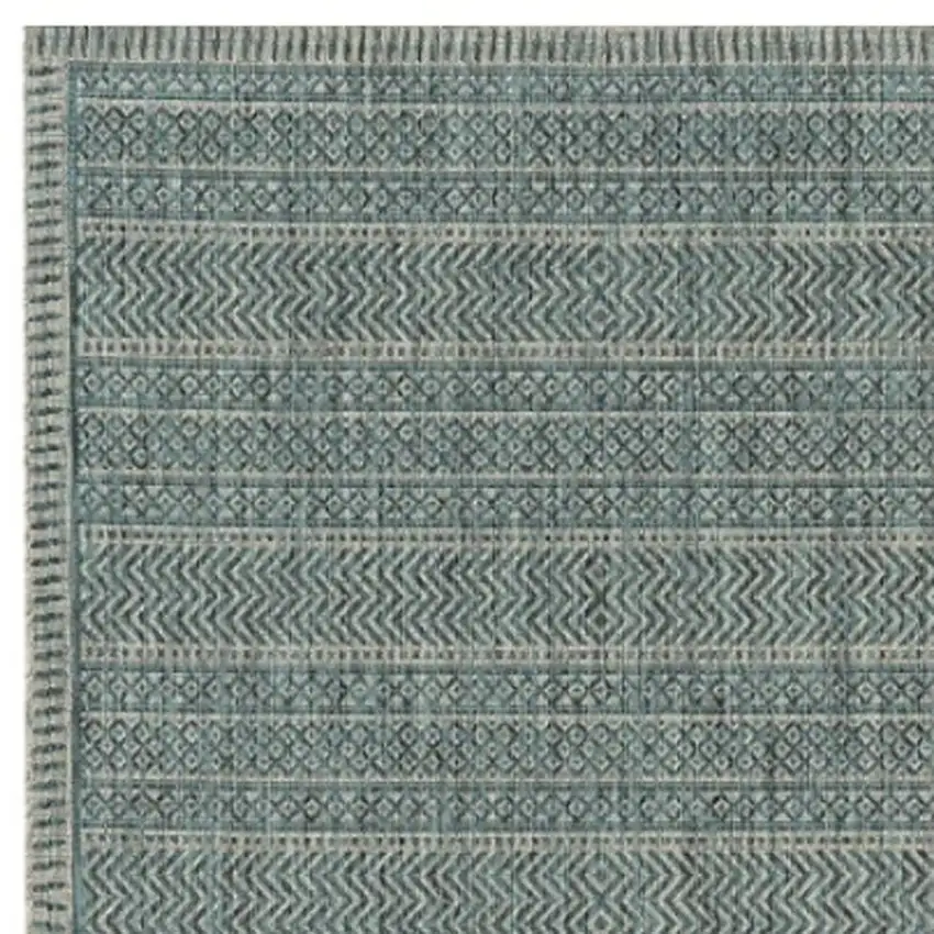 Teal And Beige Geometric Area Rug Photo 7
