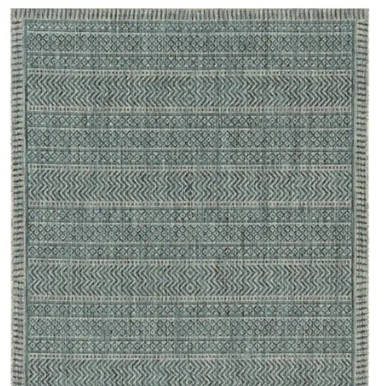 Teal And Beige Geometric Area Rug Photo 8