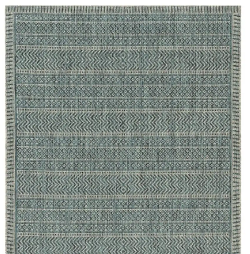 Teal And Beige Geometric Area Rug Photo 8