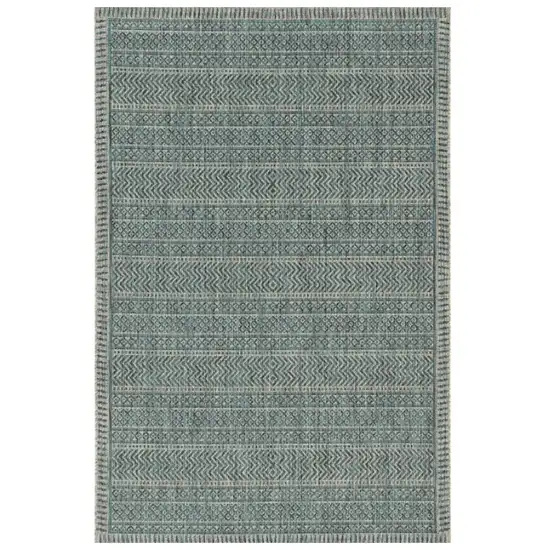 Teal And Beige Geometric Area Rug Photo 2