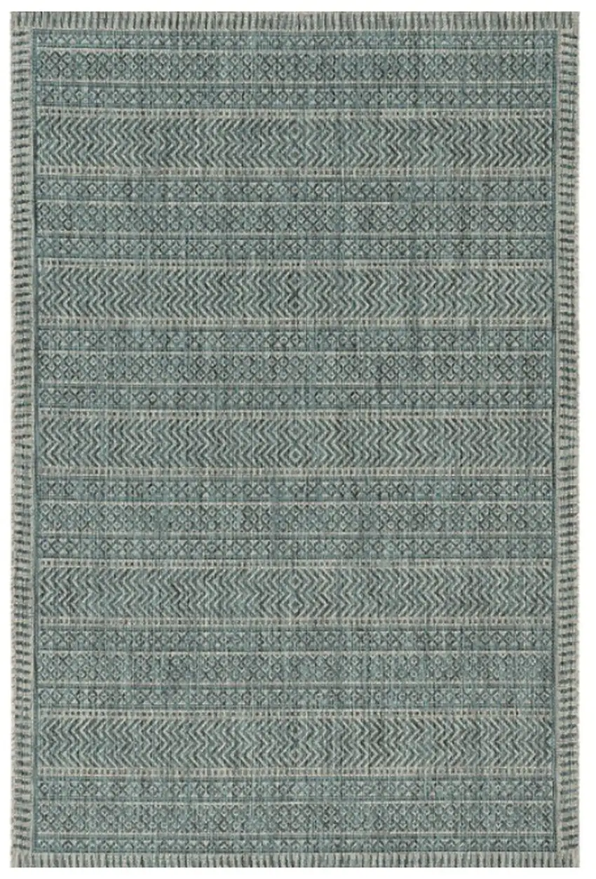 Teal And Beige Geometric Area Rug Photo 2