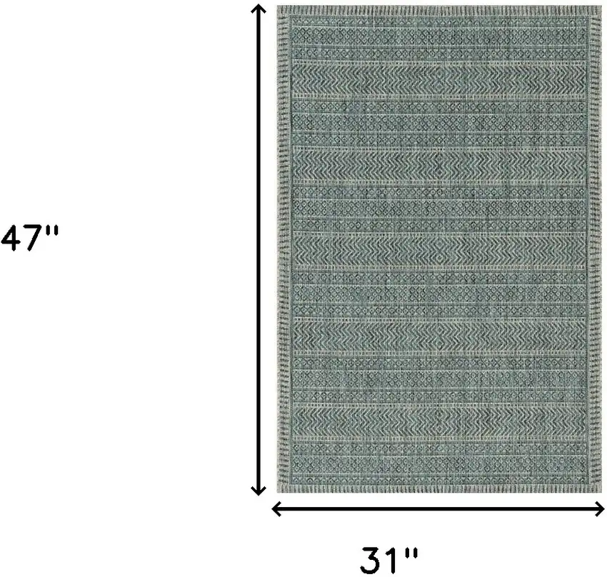 Teal Polypropylene Area Rug Photo 3
