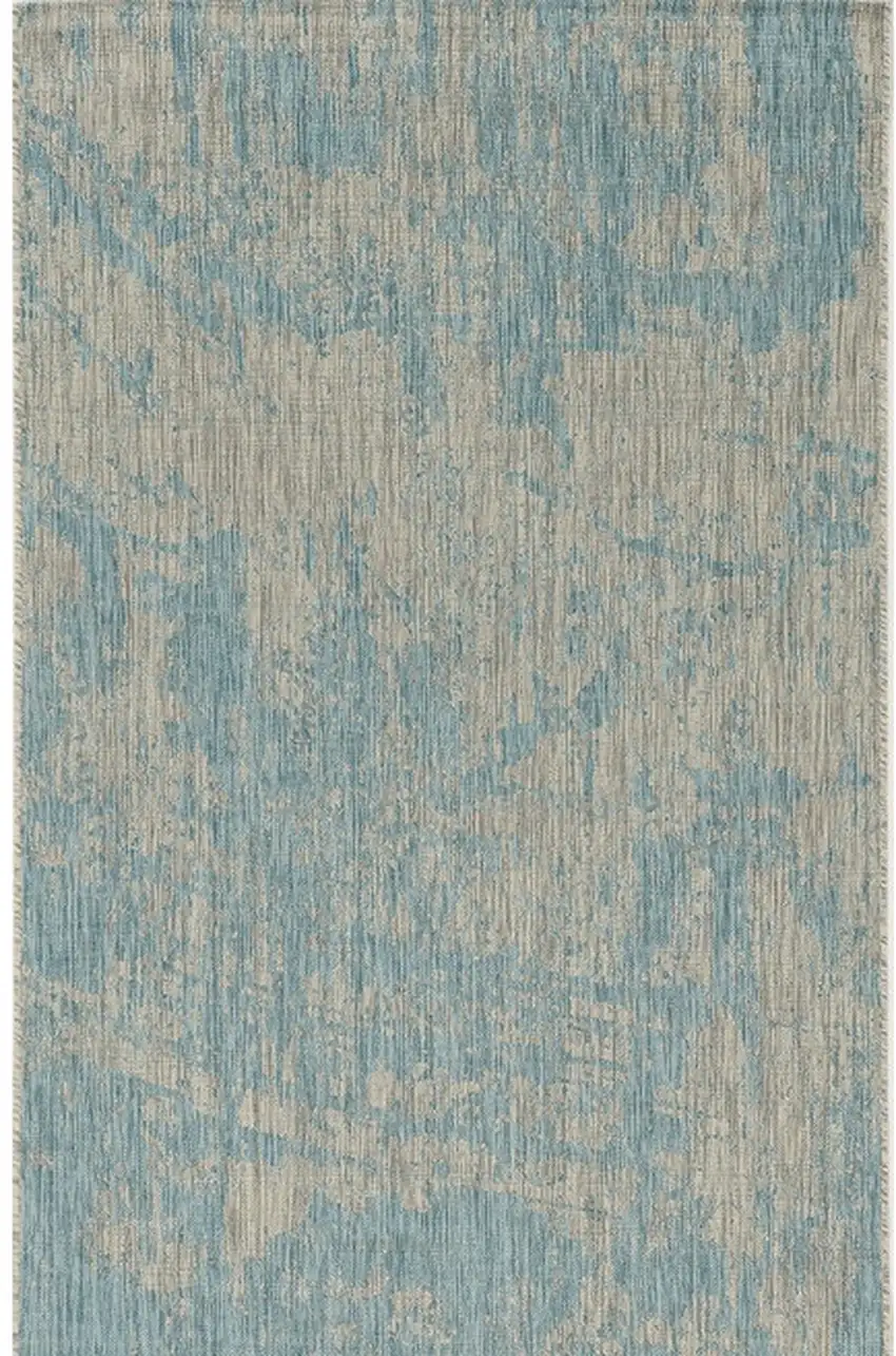 Teal Polypropylene Area Rug Photo 2