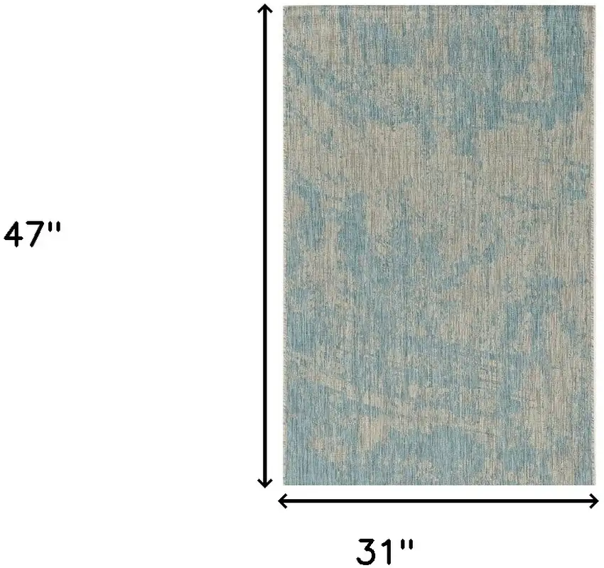 Teal Polypropylene Area Rug Photo 3