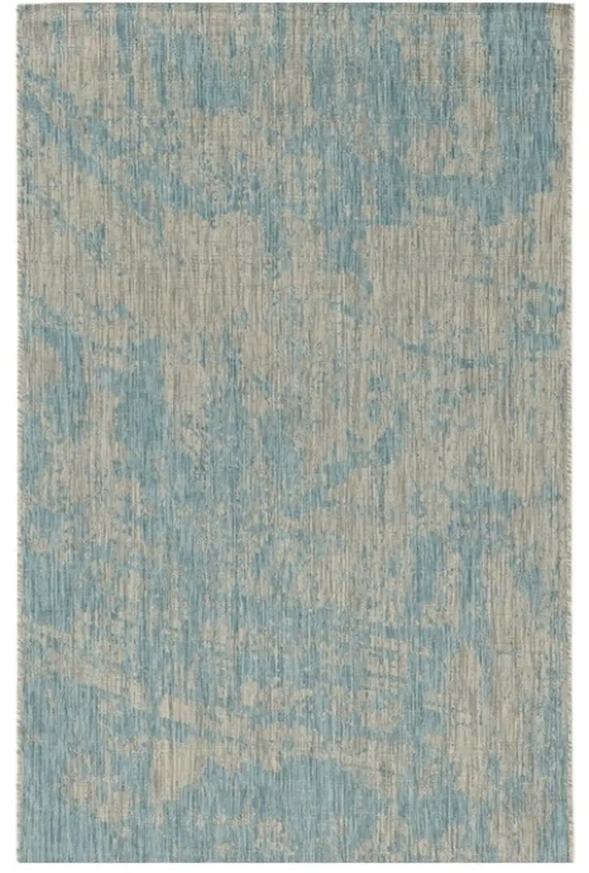 Green And Denim Blue Abstract Area Rug Photo 1
