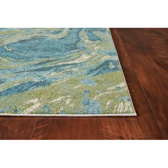 Teal Polypropylene Rug Photo 2