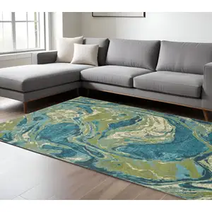Photo of Teal Polypropylene Rug