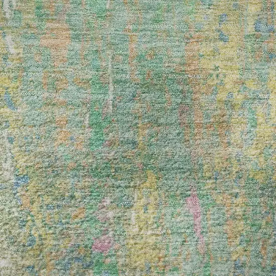 Teal Purple And Gold Abstract Washable Area Rug With UV Protection Photo 3