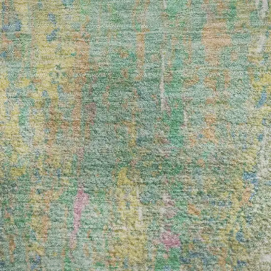 Teal Purple And Gold Abstract Washable Area Rug With UV Protection Photo 4