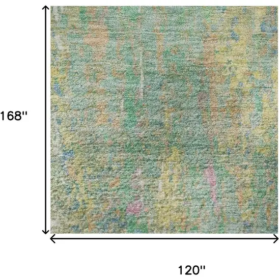 Teal Purple And Gold Abstract Washable Area Rug With UV Protection Photo 9
