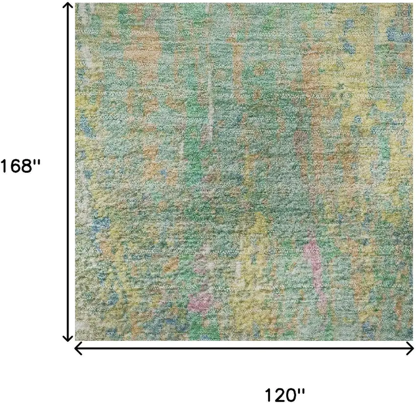 Teal Purple And Gold Abstract Washable Area Rug With UV Protection Photo 9