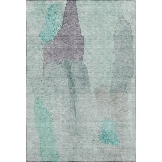 Teal Purple And Gray Abstract Washable Area Rug With UV Protection Photo 7