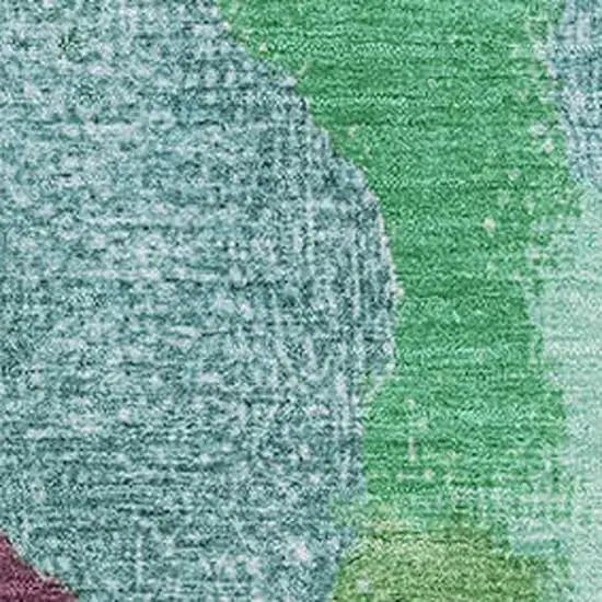 Teal Purple And Green Abstract Washable Area Rug With UV Protection Photo 3