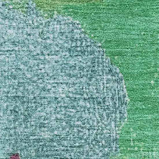 Teal Purple And Green Abstract Washable Area Rug With UV Protection Photo 3