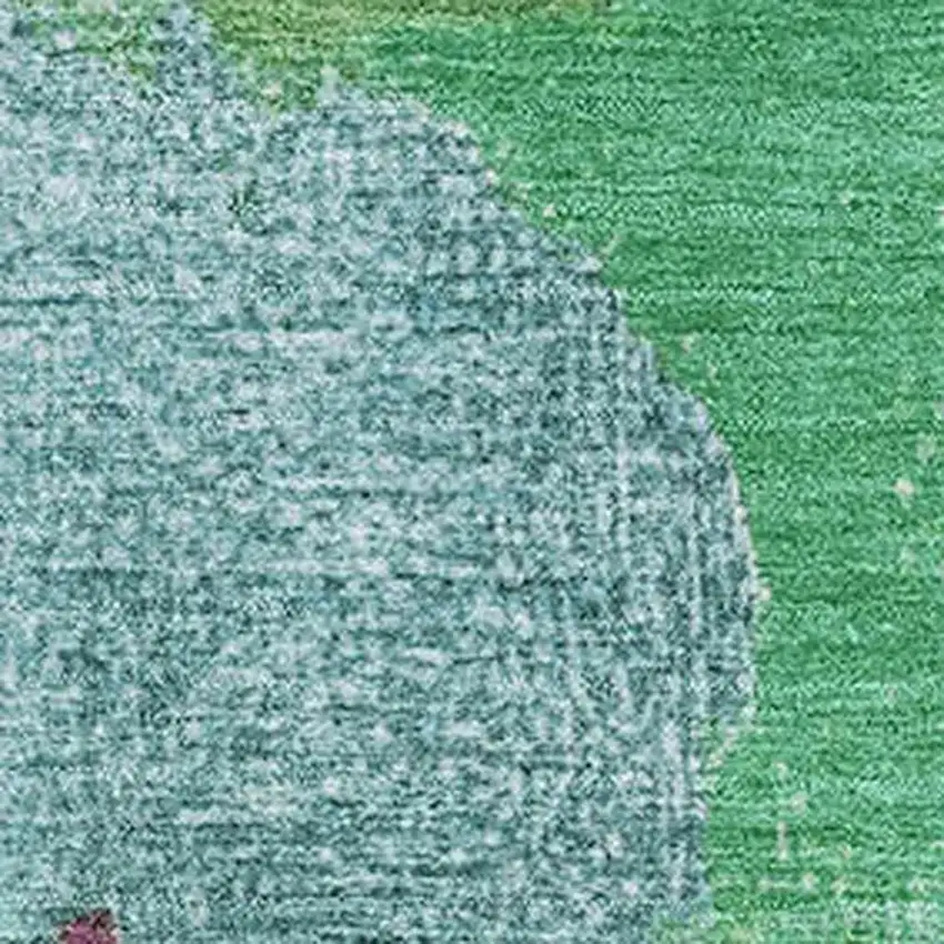 Teal Purple And Green Abstract Washable Area Rug With UV Protection Photo 3