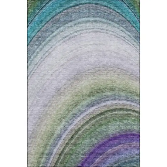 Teal Purple And Green Ombre Washable Area Rug With UV Protection Photo 2