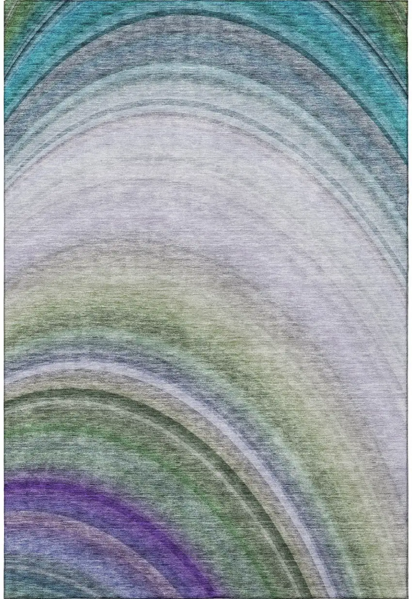 Teal Purple And Green Ombre Washable Area Rug With UV Protection Photo 4