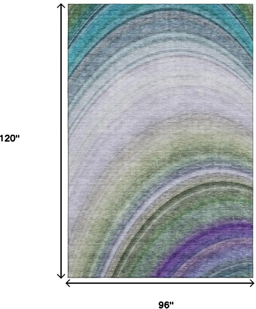 Teal Purple And Green Ombre Washable Area Rug With UV Protection Photo 7