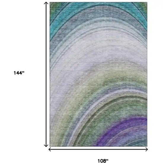 Teal Purple And Green Ombre Washable Area Rug With UV Protection Photo 7