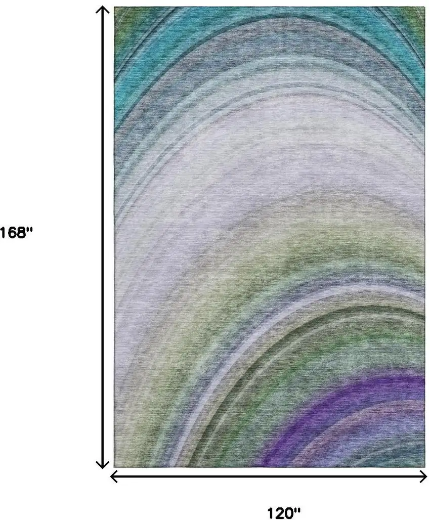 Teal Purple And Green Ombre Washable Area Rug With UV Protection Photo 7