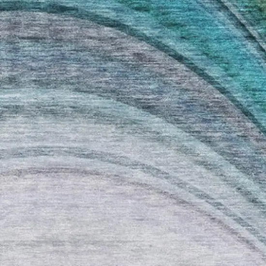 Teal Purple And Green Ombre Washable Area Rug With UV Protection Photo 3