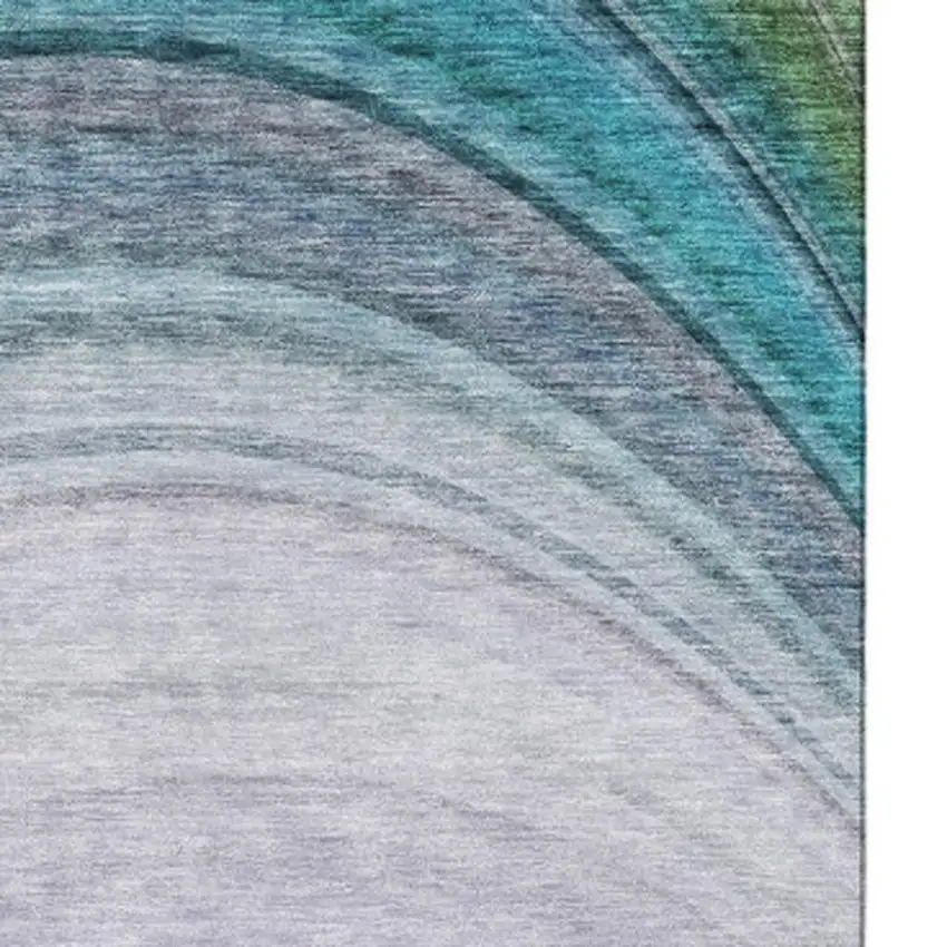 Teal Purple And Green Ombre Washable Area Rug With UV Protection Photo 9