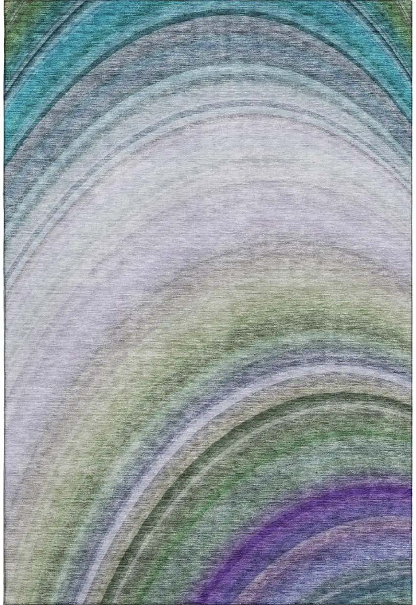 Teal Purple And Green Ombre Washable Area Rug With UV Protection Photo 1