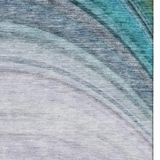Teal Purple And Green Ombre Washable Area Rug With UV Protection Photo 8